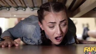 Fake Hostel - "Stuck Under A Bed" - 2 skinny butt babes got rescued by an unlikely hero with thick dick who fucks them silly into a irresistible Hottie and funny three-way