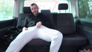 Blonde doesnt understand stranger inside van and come in where banged! rough