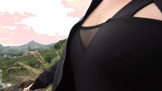real estate business woman used for outdoor outside sex next to luxury villa, businessbitch