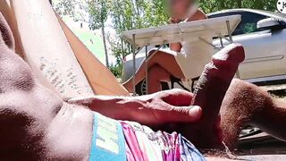 OMG !!! this stranger sluts into outside by showing them this long dick full of sperm !!! cock flash into outdoor compil