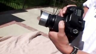 Saucy Hispanic seduces the photographer to nailed her py the pool