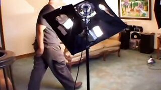 Slutty blonde's juggs are bouncing while stud fucks her on the sofa