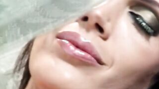 Smoking Bombshell dark haired with beauty melons getting plowed by a mutant dick