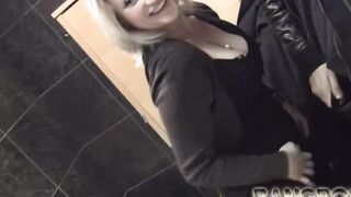 Blonde Gf Bella eats my cum 2x at Burger Store and Changing room