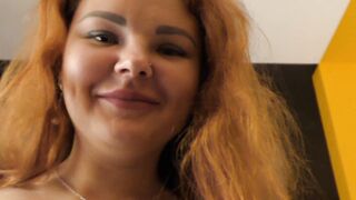 Vulgar red-haired chubby Cutie ride on penis ! Long natural melons