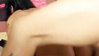 Dark Hair gets her snatch boned from behind with men thick dick inside foursome