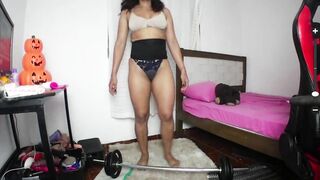 Web Cam camgirl seduce with exercising during broadcast part one
