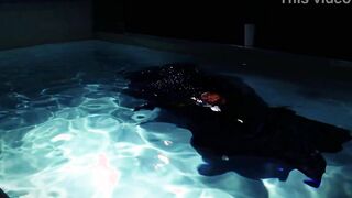 goth underwater shooting inside swimmimg pool. Arya Grander