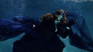 goth underwater shooting inside swimmimg pool. Arya Grander