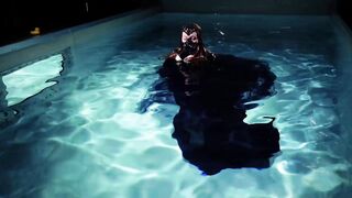goth underwater shooting inside swimmimg pool. Arya Grander