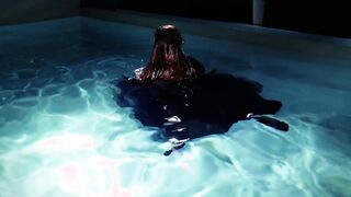 goth underwater shooting inside swimmimg pool. Arya Grander