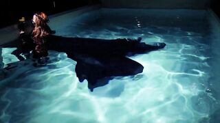 goth underwater shooting inside swimmimg pool. Arya Grander