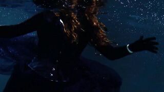 goth underwater shooting inside swimmimg pool. Arya Grander