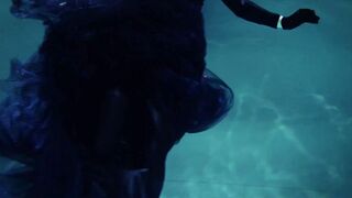 goth underwater shooting inside swimmimg pool. Arya Grander