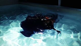 goth underwater shooting inside swimmimg pool. Arya Grander
