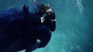 goth underwater shooting inside swimmimg pool. Arya Grander