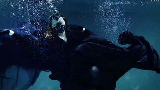 goth underwater shooting inside swimmimg pool. Arya Grander