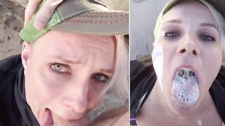 Outdoors Cum Drink After Nuts Deep Deeply Fellatio on the Beach