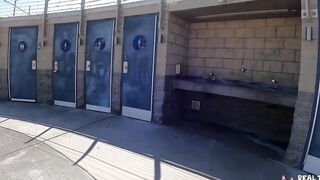 Real 18 - Mickey Violet Blows A Dick Into Outdoor Wc Before Rides It Into The