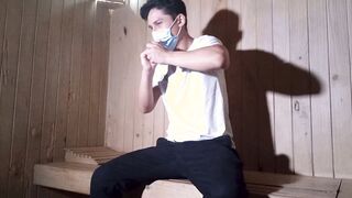 YOUNG SMOKER AND THE cougar BEAUTY PLAY AND BRUSH EACH OTHER INSIDE THE SAUNA