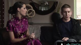 NURU RUBS - Stacked Masseuse Takes His Huge Penis Whole After She Teased Him For Too Huge