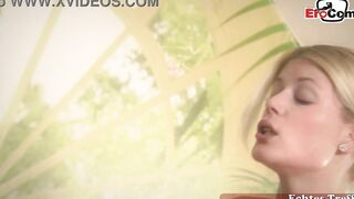 German blonde and dark hair MILF do ffm three-way