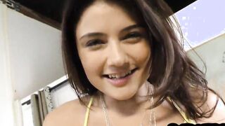 BLOWJOB smallboobs teenie into highheels blows pov penis n talks crazy
