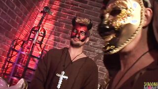 Sacrificing themselves the 2 blonde milfs got a wonderful double penetration during an anal group sex session