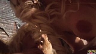 Sacrificing themselves the 2 blonde milfs got a wonderful double penetration during an anal group sex session