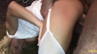 Sacrificing themselves the 2 blonde milfs got a wonderful double penetration during an anal group sex session