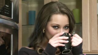 Twistys - Dark Haired 18 yo Dani Daniels Relaxes with a cup of coffee and a toy