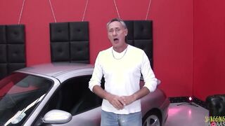 A luxurious vehicle is all it takes to start a foursome with the 2 milfs with fake titted