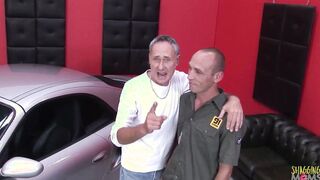 A luxurious vehicle is all it takes to start a foursome with the 2 milfs with fake titted