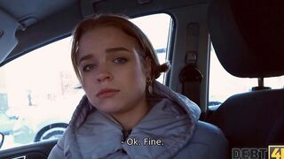 DEBT4k. Collector loving fellatio inside vehicle before tasting debtors vagina