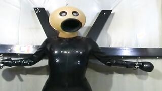 i put the funnel on her pvc mask i want to pissing into her face