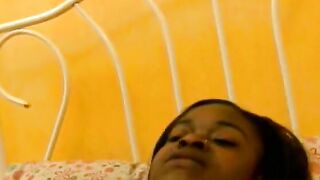 African whore tastes a vibrator after getting it slipped inside her twat