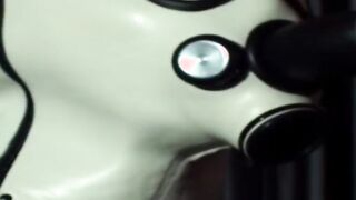 how lusty you suck the toy through your pvc mask my penis we really rough