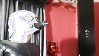 how lusty you suck the toy through your pvc mask my penis we really rough