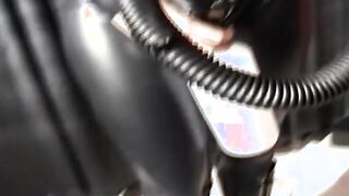 how lusty you suck the toy through your pvc mask my penis we really rough