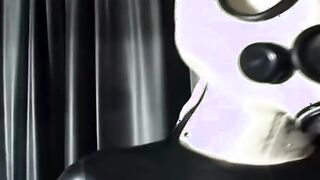 how lusty you suck the toy through your pvc mask my penis we really rough