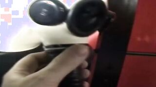 how lusty you suck the toy through your pvc mask my penis we really rough