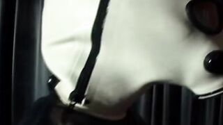 how lusty you suck the toy through your pvc mask my penis we really rough