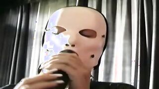how lusty you suck the toy through your pvc mask my penis we really rough