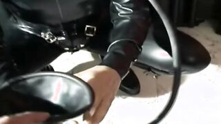 how lusty you suck the toy through your pvc mask my penis we really rough