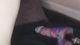 I'm inside white pantyhose on my toes liking the fucking machine