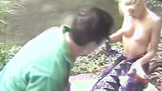 Eager milf gets 2 dongs inside her holes public