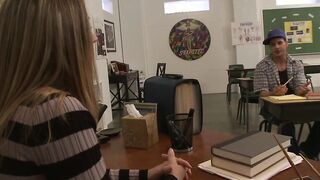 college girl fucks professor into the classroom!