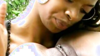 Chocolate hoe gets her tight soak vagina licked and finger bang by her lover