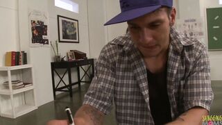 His fantasy to gives his blonde mom professor with huge titted a twat cummed becomes reality