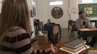 His fantasy to gives his blonde mom professor with huge titted a twat cummed becomes reality